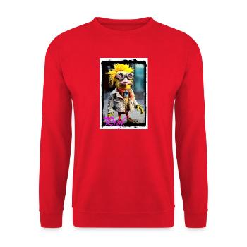 Poupée oiseau inhabituelle de style punk - Sweat-shirt Unisexe - rouge - Devant - Alina (178cm) & Michal (187cm)