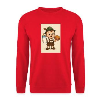 Bavarian baby with milk and meat loaf - Unisex Sweatshirt - red - Front - Alina (178cm) & Michal (187cm)