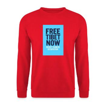 FREE TIBET NOW! Resist chinese occupation - Unisex Sweatshirt - red - Front - Alina (178cm) & Michal (187cm)