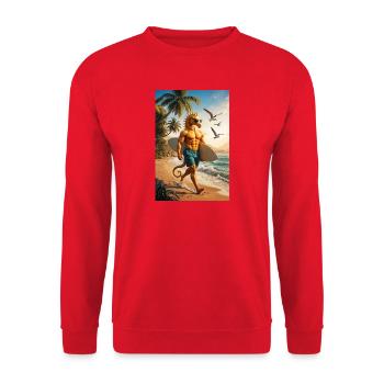 Surfer Humanoid Seahorse - Unisex Sweatshirt - red - Front - Alina (178cm) & Michal (187cm)