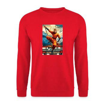 Humanoid Monkey Shaolin Monk - Unisex Sweatshirt - red - Front - Alina (178cm) & Michal (187cm)