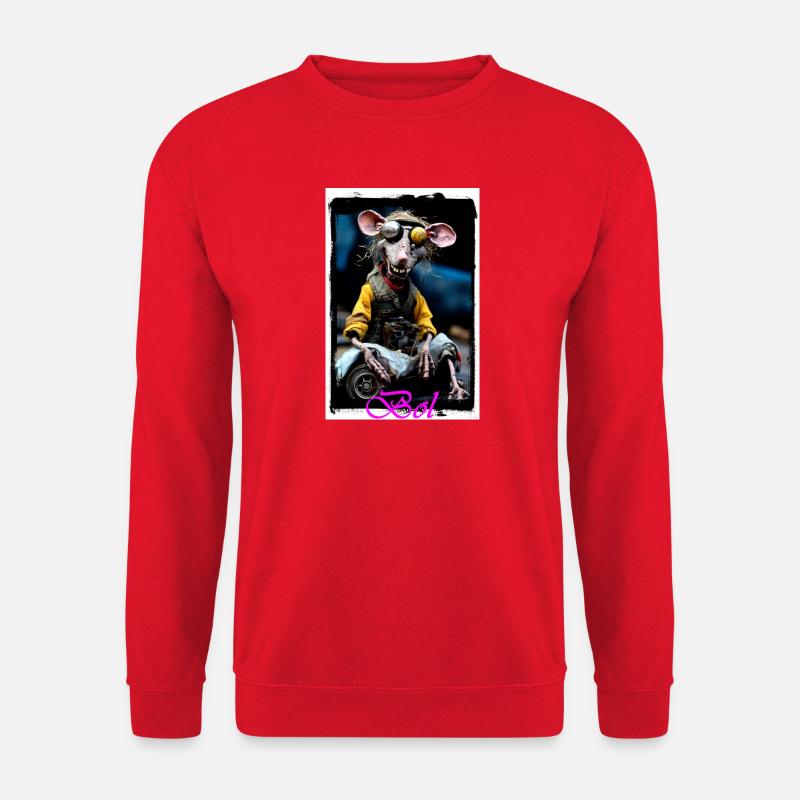 Futuristischer Ratten-Garage-Charakter Punk Puppe - Unisex Pullover - Rot
