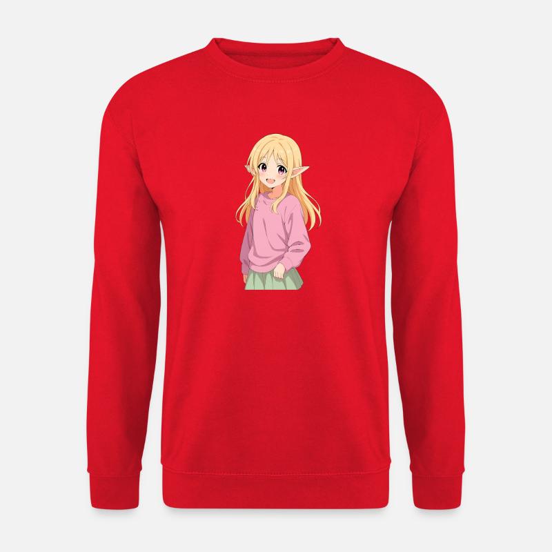June – Cute Anime Elfenmädchen im Fantasy-Stil - Unisex Pullover - Rot