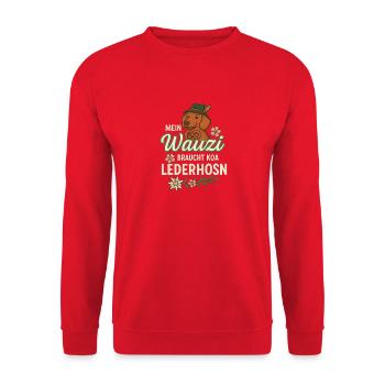 Mon Wauzi braucht koa Lederhosen Lustiger Hund - Sweat-shirt Unisexe - rouge - Devant - Alina (178cm) & Michal (187cm)