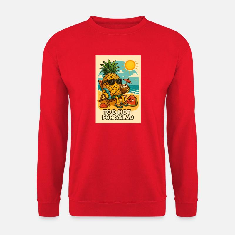 Ananas mit Sonnenbrille am Strand - Unisex Pullover - Rot