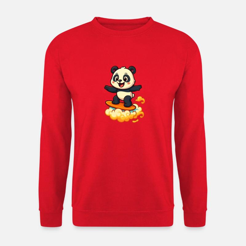 Panda Surfer cartoon Design - Unisex Pullover - Rot