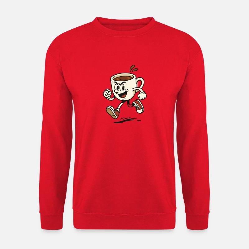 Vibrant Coffee Mug Running Design - Unisex Sweatshirt - red