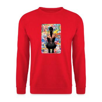Urban T-Shirt Rebel Beauty unter Urban Graffiti - Unisex Pullover - Rot - Vorne - Alina (178cm) & Michal (187cm)