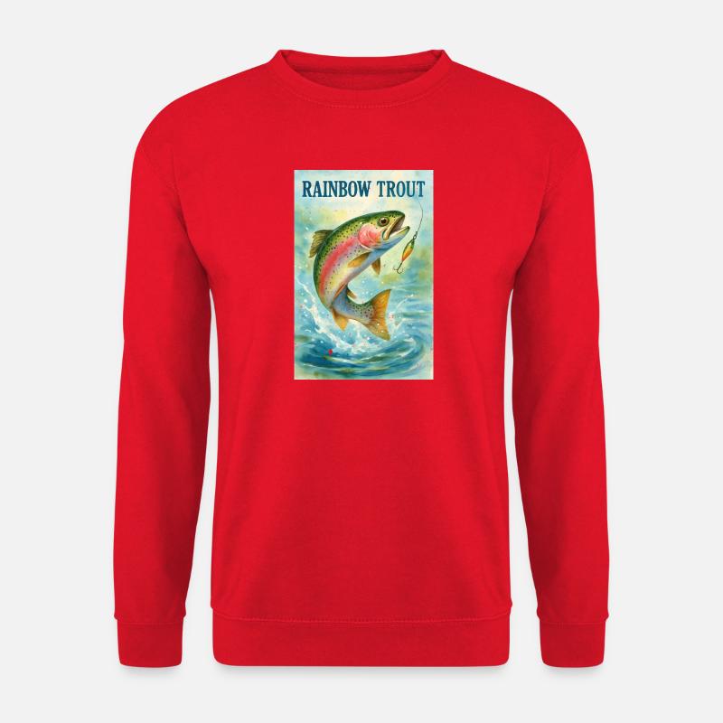 Regenbogenforelle am Angelhaken - Unisex Pullover - Rot