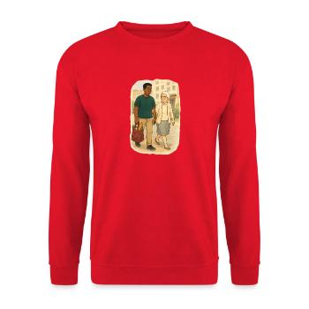 Grand-mère Karin avec son petit-fils - Sweat-shirt Unisexe - rouge - Devant - Alina (178cm) & Michal (187cm)