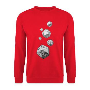 Dés de jeu de rôle noirs et blancs – Dés tombants - Sweat-shirt Unisexe - rouge - Devant - Alina (178cm) & Michal (187cm)