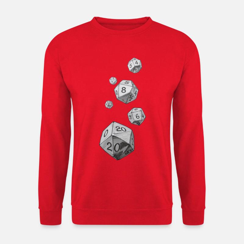 Schwarz-Weiß Rollenspielwürfel – Falling Dice - Unisex Pullover - Rot