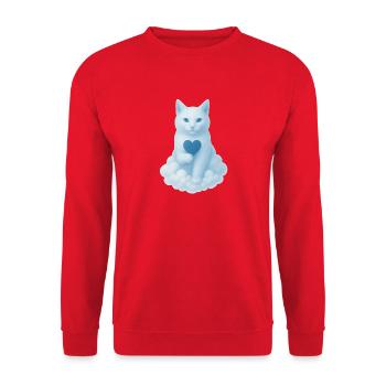 Heart cat in cloud blue - Unisex Sweatshirt - red - Front - Alina (178cm) & Michal (187cm)
