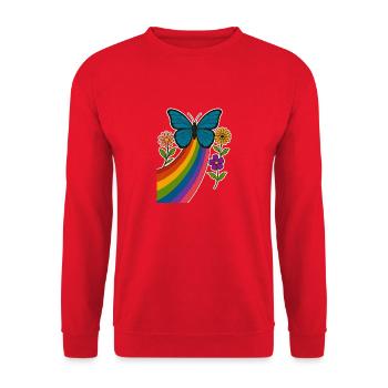 Rainbow Butterfly - Unisex Sweatshirt - red - Front - Alina (178cm) & Michal (187cm)