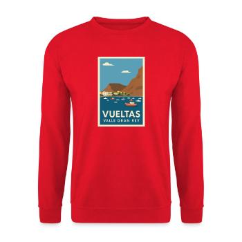 Vuelta Valle Gran Rey Coastal Poster - Unisex Sweatshirt - red - Front - Alina (178cm) & Michal (187cm)