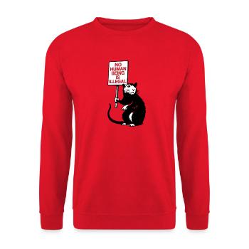 No Human Being is Illegal - Unisex Sweatshirt - red - Front - Alina (178cm) & Michal (187cm)