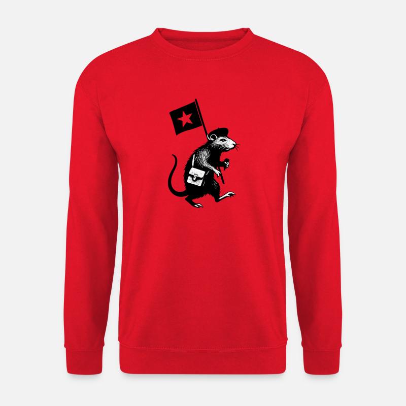 Maus mit Schulranzen Schwarz-Weiss - Unisex Pullover - Rot
