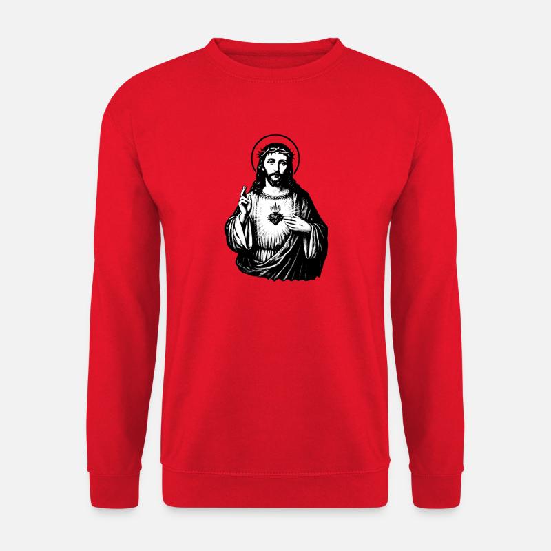 Herz Jesu StreetArt Stencil Stil - Unisex Pullover - Rot