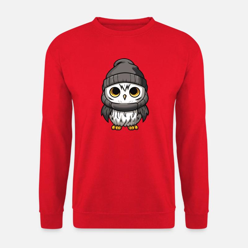 Eule Comic Winter Cozy - Unisex Pullover - Rot
