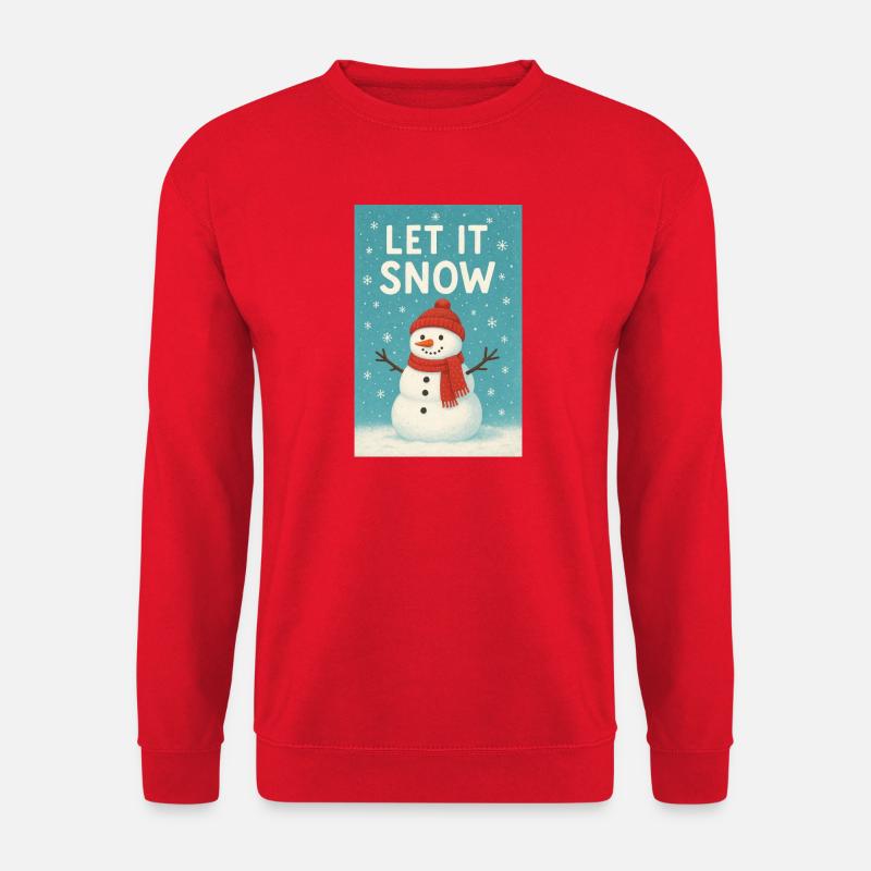 Let It Snow Snowman Design - Unisex Pullover - Rot