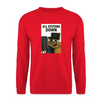 All Systems Down IT Humor Caricature - Unisex Sweatshirt - red - Front - Alina (178cm) & Michal (187cm)