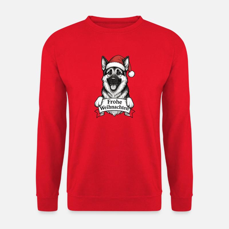 Hund mit Santa Hut Frohe Weihnachten - Unisex Pullover - Rot