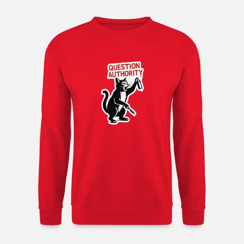 Cat Rebel: Question Authority - Unisex Sweatshirt - red