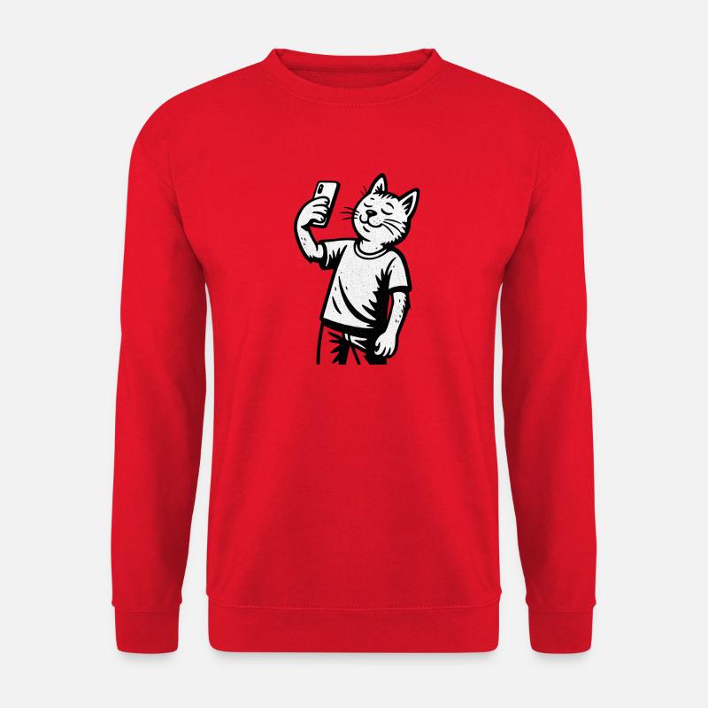 Katzen Selfie Shirt - Unisex Pullover - Rot