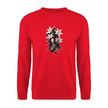 Violon floral blanc à la rose - Sweat-shirt Unisexe - rouge - Devant - Alina (178cm) & Michal (187cm)