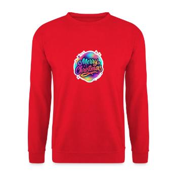 Merry Christmas – Holographic Color Magic - Unisex Sweatshirt - red - Front - Alina (178cm) & Michal (187cm)