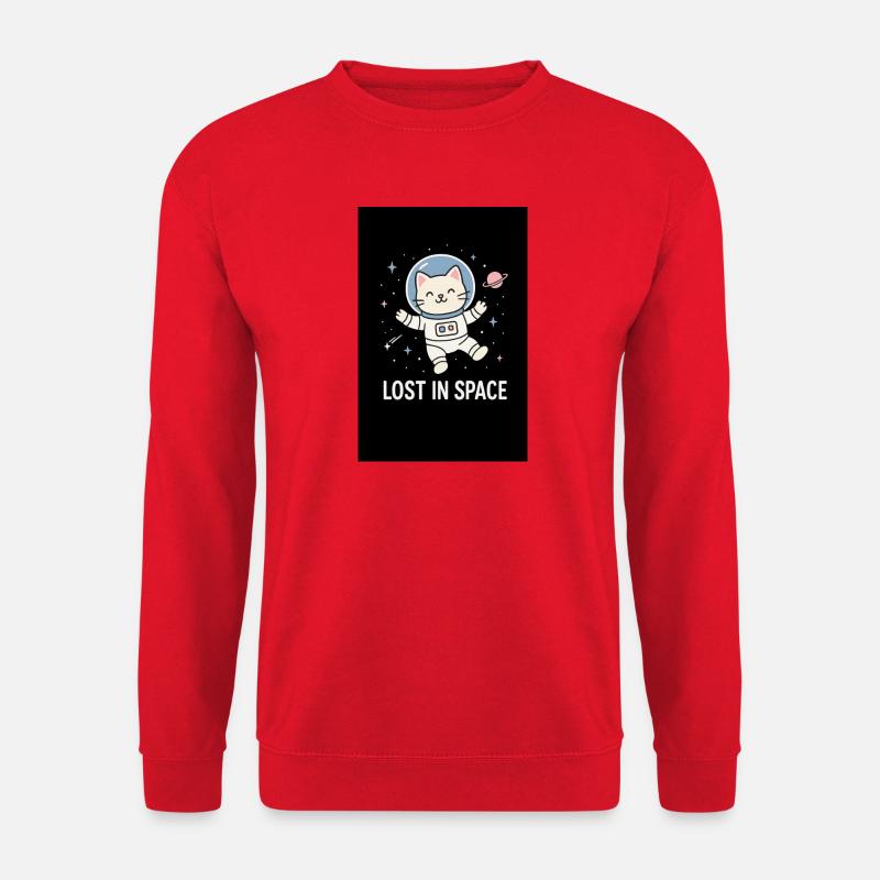 Katzenastronaut Lost in Space - Unisex Pullover - Rot