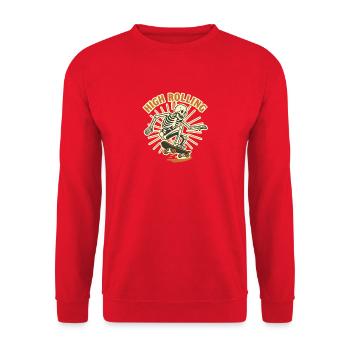 High Rolling Skeleton Skateboard - Unisex Sweatshirt - red - Front - Alina (178cm) & Michal (187cm)