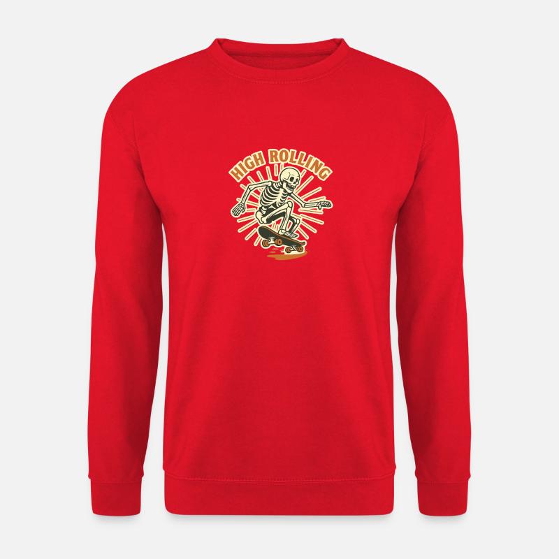 High Rolling Skeleton Skateboard - Unisex Sweatshirt - red