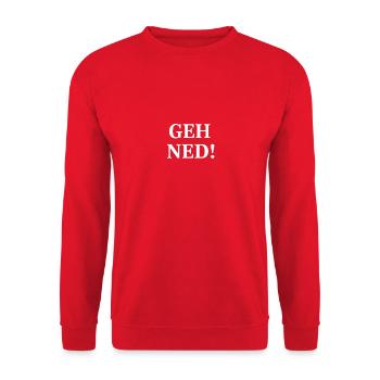 Go ned! Contrast Typo Shirt - Unisex Sweatshirt - red - Front - Alina (178cm) & Michal (187cm)