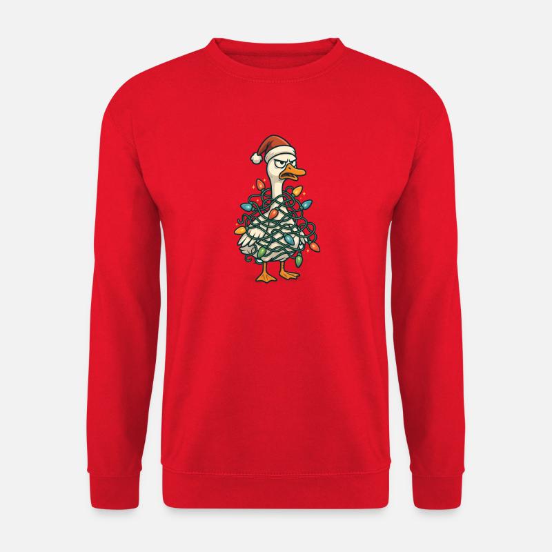 Santa Duck in Weihnachtslichtern - Unisex Pullover - Rot