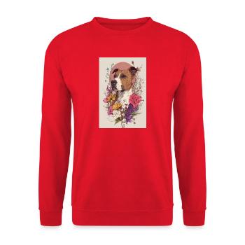 Chien floral en fleurs - Sweat-shirt Unisexe - rouge - Devant - Alina (178cm) & Michal (187cm)