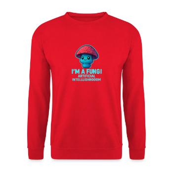 Künstliche Pilzfreundin Fungi AI - Unisex Pullover - Rot - Vorne - Alina (178cm) & Michal (187cm)