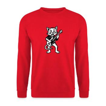 Cat Guitarist Rock Figure - Unisex Sweatshirt - red - Front - Alina (178cm) & Michal (187cm)