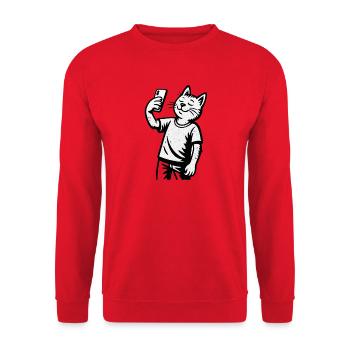 Selfie cat in sketch style - Unisex Sweatshirt - red - Front - Alina (178cm) & Michal (187cm)