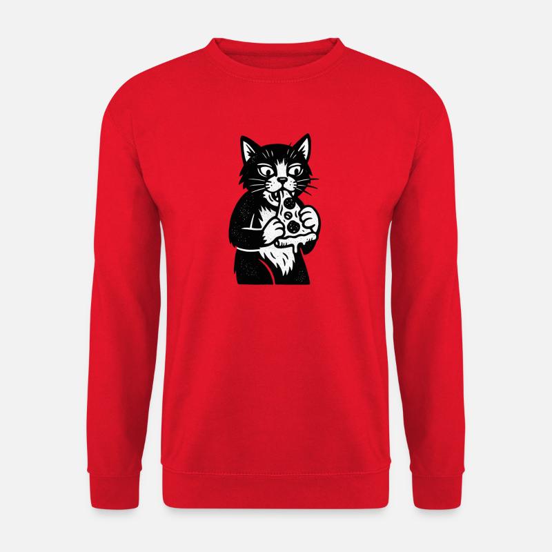 Pizza Katze im Cartoonstil - Unisex Pullover - Rot