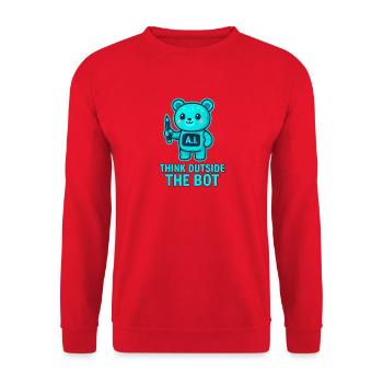 Think Outside the Bot Bear AI - Unisex Sweatshirt - red - Front - Alina (178cm) & Michal (187cm)