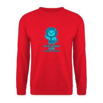 Project Manager Löwe – Deadlines - Unisex Sweatshirt - red - Front - Alina (178cm) & Michal (187cm)