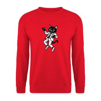 Jazz cat in suit dancing - Unisex Sweatshirt - red - Front - Alina (178cm) & Michal (187cm)