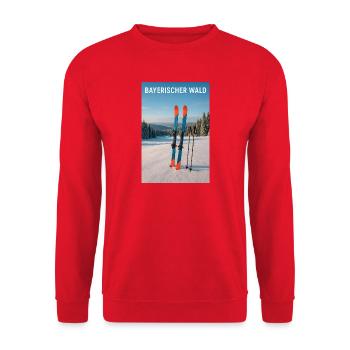 Expérience de ski en forêt bavaroise - Sweat-shirt Unisexe - rouge - Devant - Alina (178cm) & Michal (187cm)