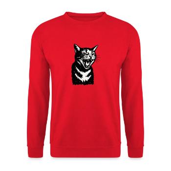 Schreiender Schattenkater - Unisex Pullover - Rot - Vorne - Alina (178cm) & Michal (187cm)