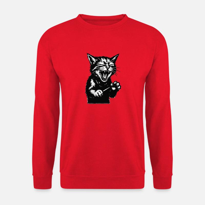 Schreiende Katzensilhouette - Unisex Pullover - Rot