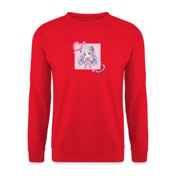 Pastell-Chibi Herzakzent - Unisex Pullover - Rot - Vorne - Alina (178cm) & Michal (187cm)