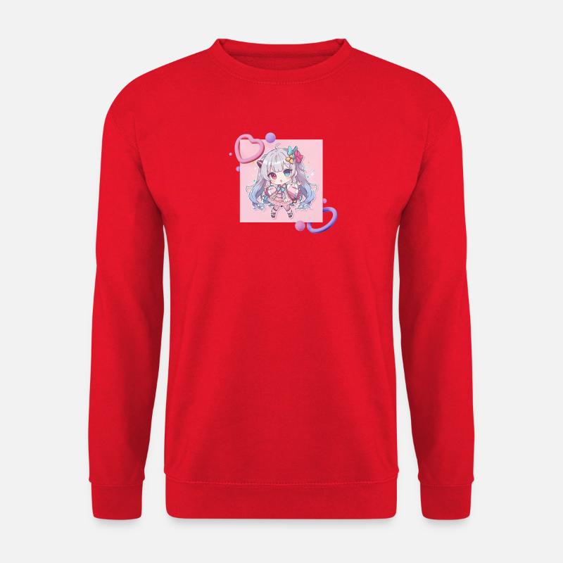 Pastell-Chibi Herzakzent - Unisex Pullover - Rot