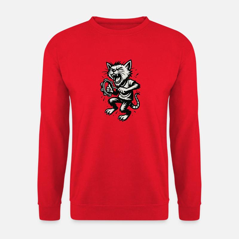 Wütiger Katzen-Trommler - Unisex Pullover - Rot