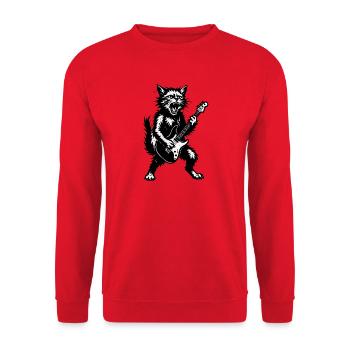Cat Rock Guitarist - Unisex Sweatshirt - red - Front - Alina (178cm) & Michal (187cm)